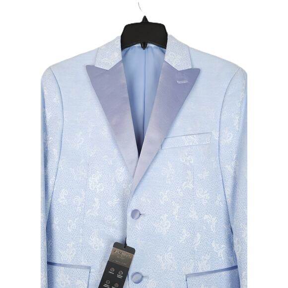 Alfani Men's Slim-Fit Stretch Sheen Floral Evening Jacket Blazer Blue 40L NWT - Picture 4 of 7